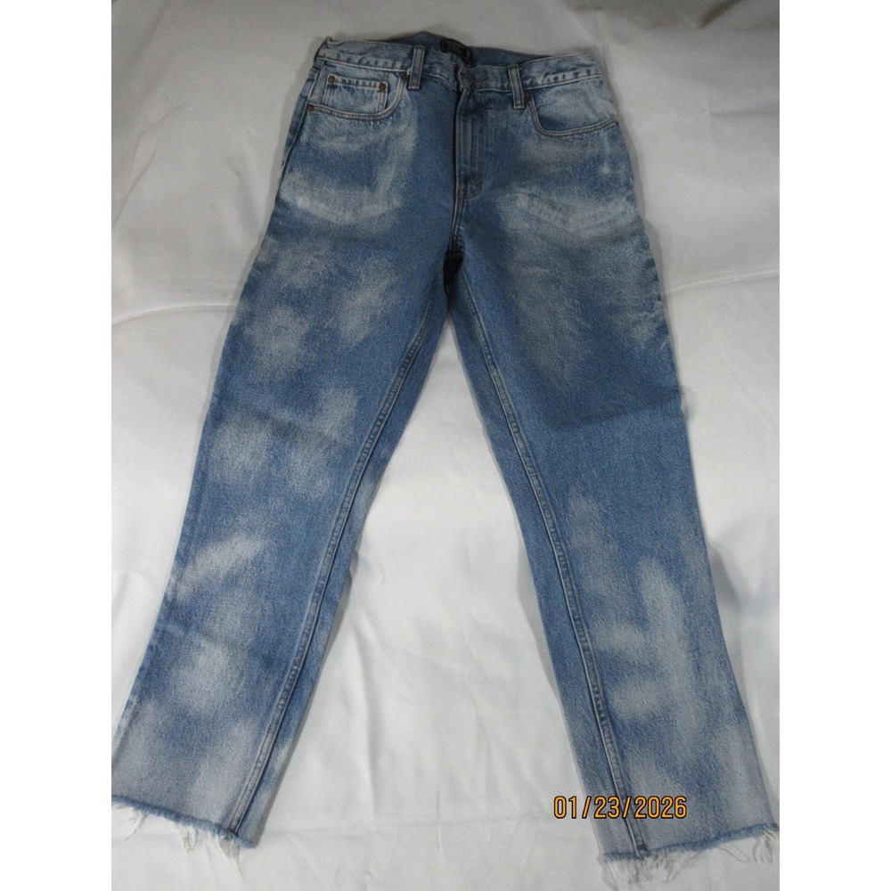 Abercrombie Fitch Womens Mom Jeans Light Wash Distressed Frayed Hem Size 29 8L